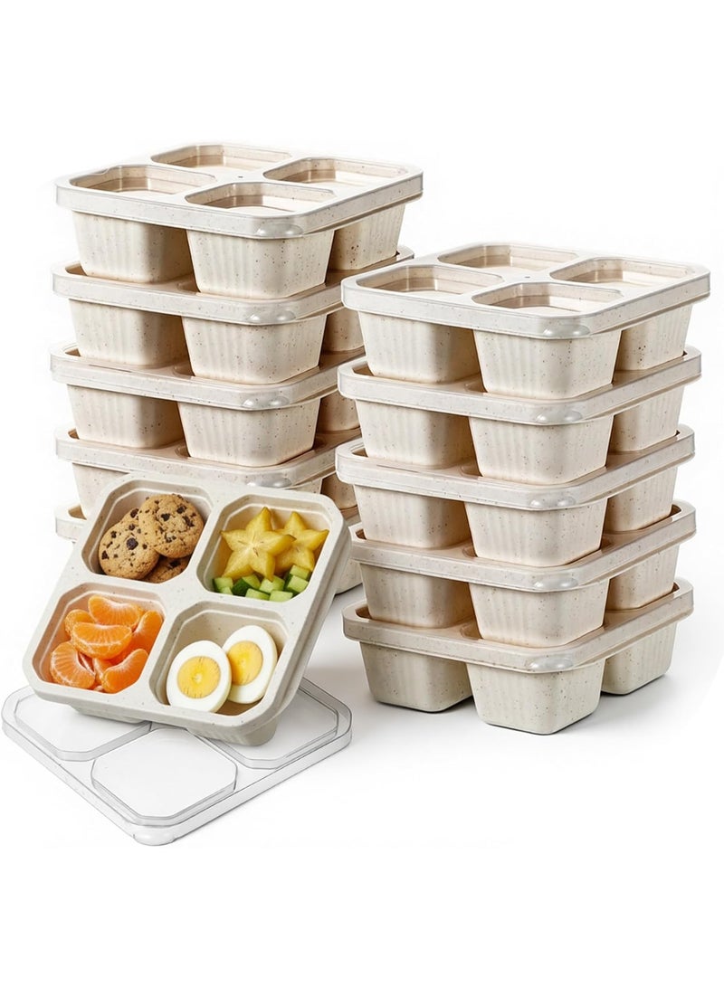 Arabest 12 PCS 4 Compartment Snack Containers, Lunchable Snack Containers Reusable Divided Lunch Food Container Snacks Container for Adults for Travel Work Gifts, Microwave and Dishwasher Safe - Image 1